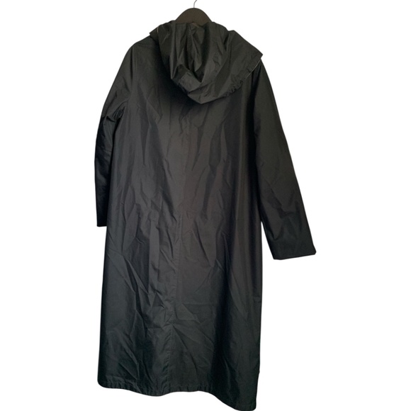 Ensign Women's Reversible Trench Coat Size Medium Vintage Black Tan Long Jacket - Picture 4 of 8